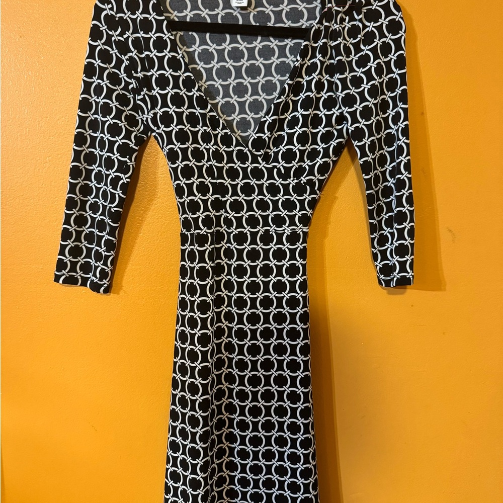 White House Black Market Black and White Asymmetrical Dress